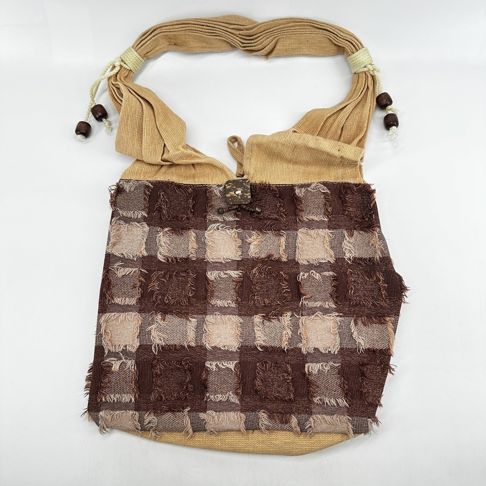 Boho Fringe Patchwork Shoulder Bag Womens Rustic Hobo Purse Handmade Tote Bag